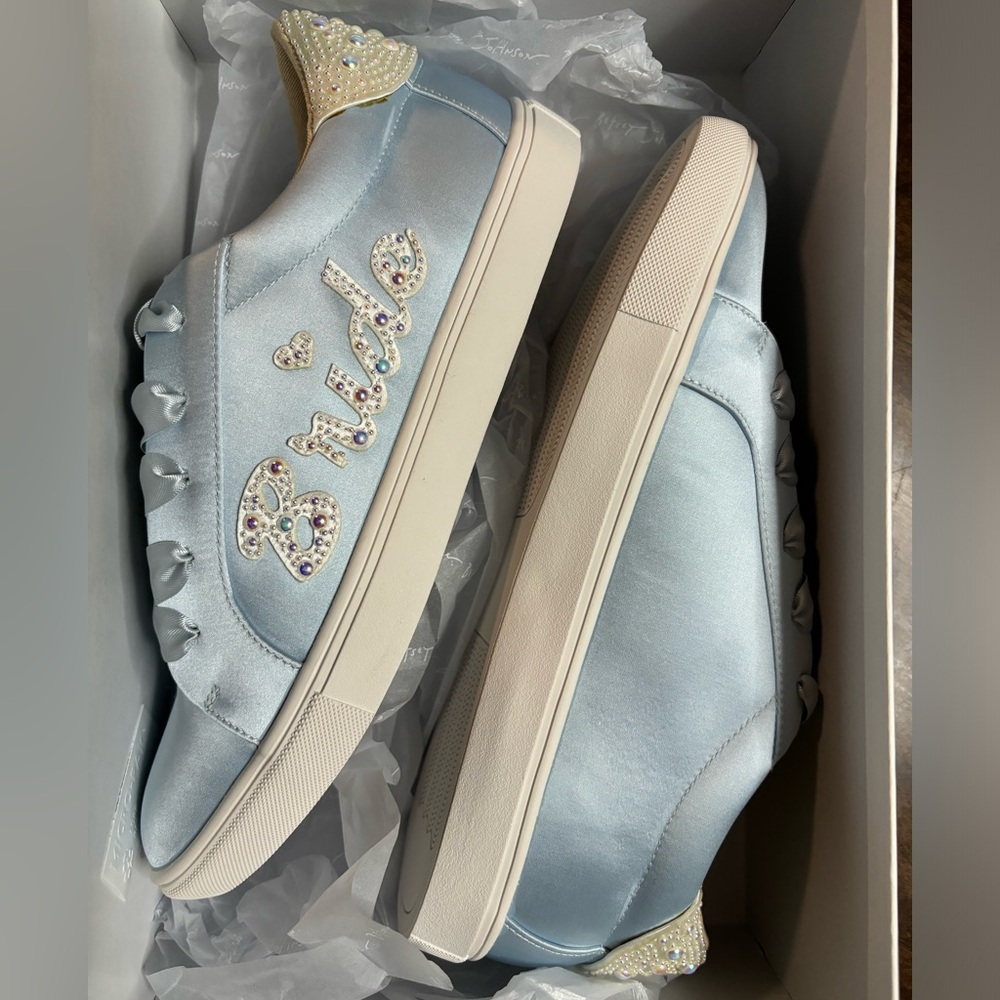 Never worn Betsey Johnson “BRIDE” sneakers